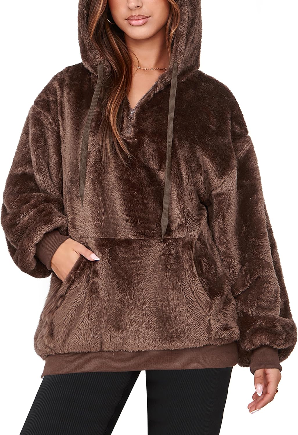 NIeyook Sherpa Fleece Hoodies for Women Fuzzy Oversized Zip up Hoodie with Pockets Casual Pullover Hooded Sweatshirt