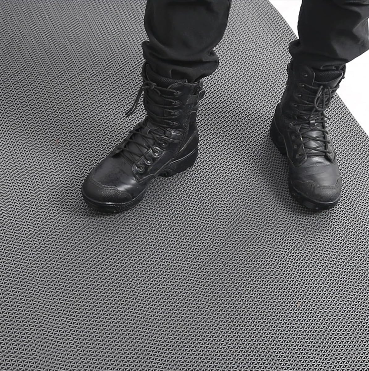 PVC Drainage Floor Mat Non-Slip Commercial Wet Area Mat for Outdoor and Indoor Restaurant Kitchen Bar Swimming Pool Splash Matting Water Drain Flooring Mat,Grey (Grey, 3X15.4)
