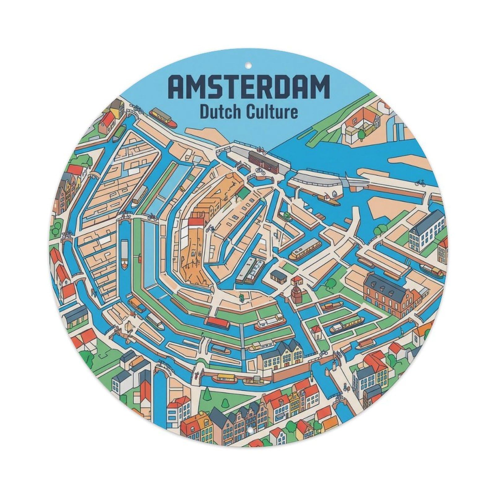 Vintage Travel Amsterdam Netherlands Perspective Metal Tin Sign