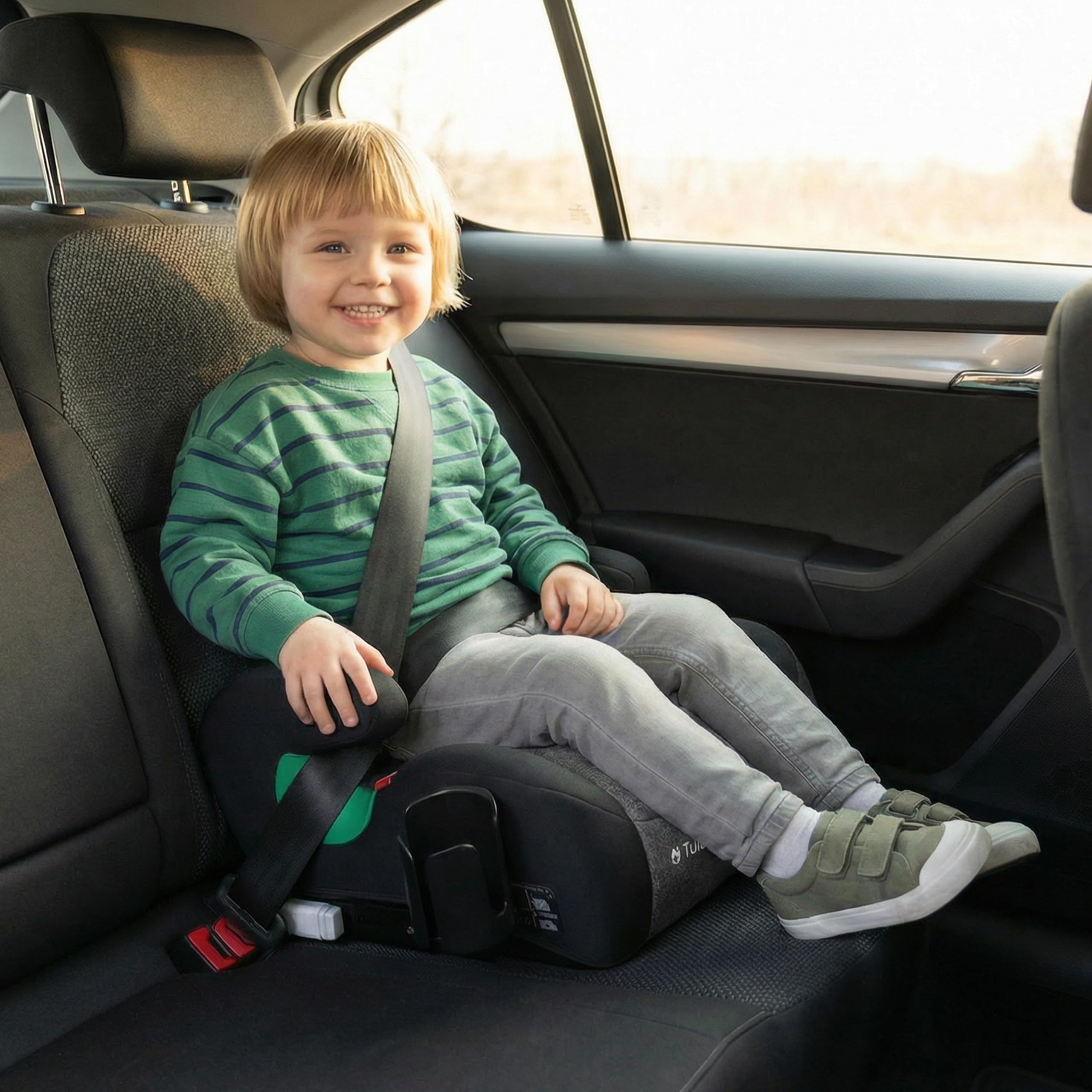 Tulano Cabby 35 Kindersitz - 15–36 kg - 125–150 cm ab 4 Jahren - ISOFIX | sichere Sitzerhöhung Auto Kinder - Vorwärtsgerichtet - ergonomisch gepolsterte Sitzfläche - waschbarer Bezug – Grau