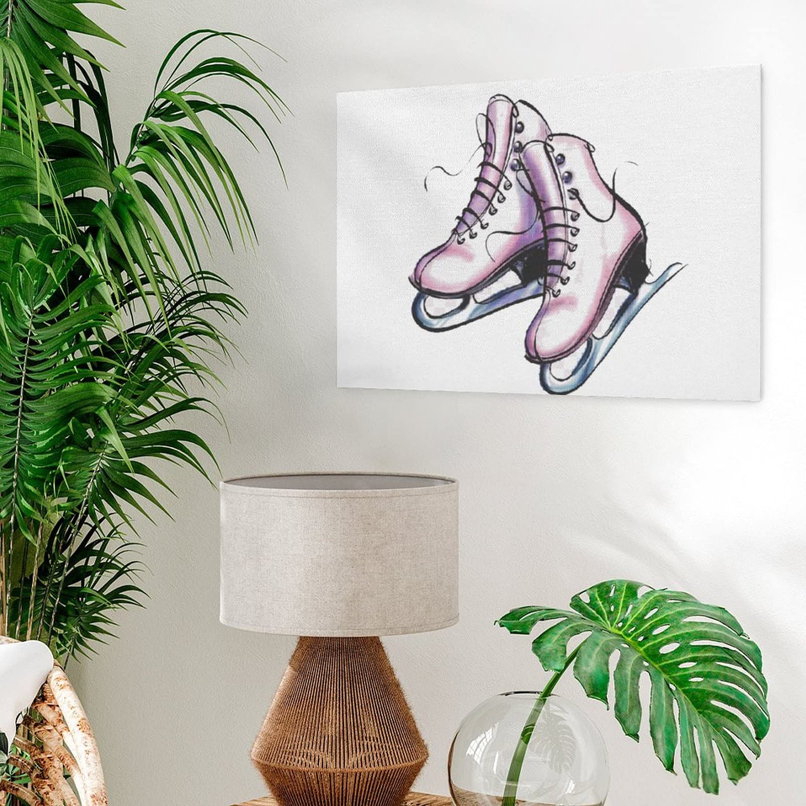 Cartoon Ice Skating Skates Canvas Painting Picture Hanging Poster