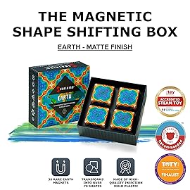 SHASHIBO Shape Shifting Box - Award-Winning, Patented Fidget Cube w/ 36 Rare Earth Magnets - Transforms Into Over 70 Shapes, Gift Box, Download Fun in Motion Toys Mobile App (Earth, 4 Pack)