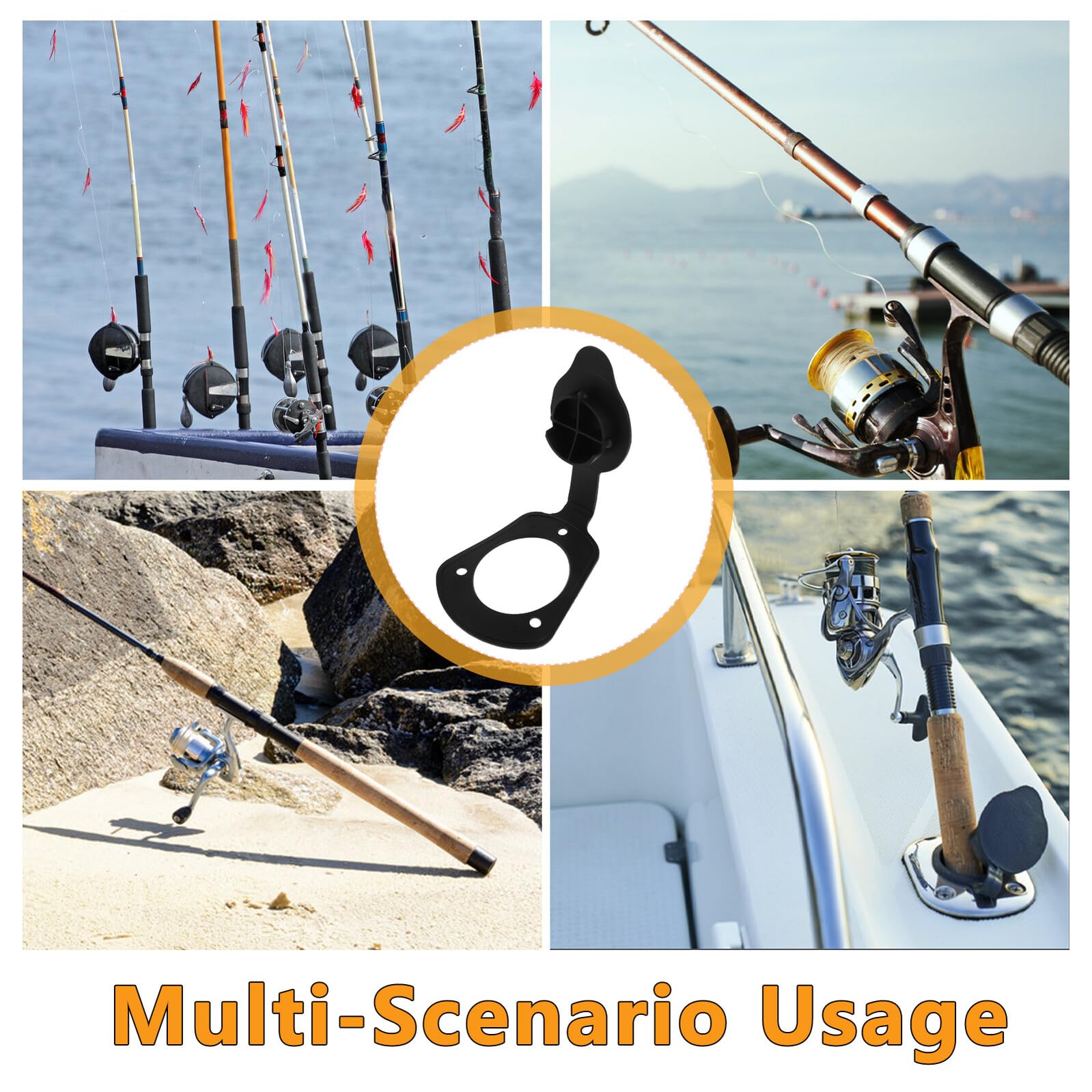 Healifty Tapas de Goma Antideslizantes Kit de 2 Accesorio Estable Montaje Empotrado para Soporte de Caña de Pescar para Cubierta de Barco en Pesca