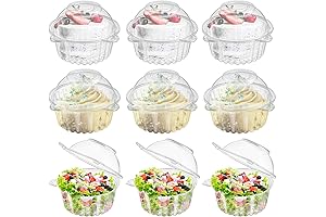 Bekith 150 Pack Large Clear Cupcake Containers with Dome Lids