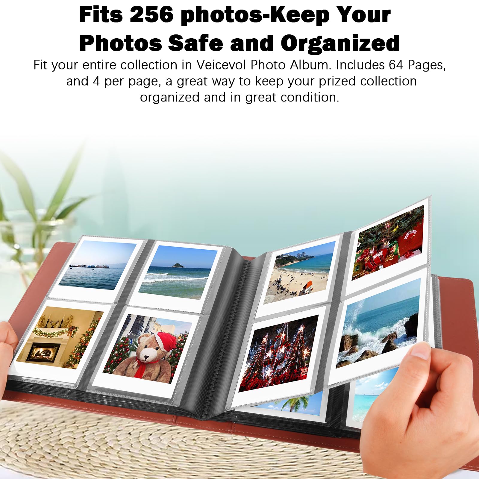Album fotografico 192 tasche per Fujifilm Instax Wide 300, Polaroid OneStep (Snap Fastener), compatibile con Polaroid POP, Originals 600 fotocamera 3,5 x 4,5 pollici (Vintage Brown)