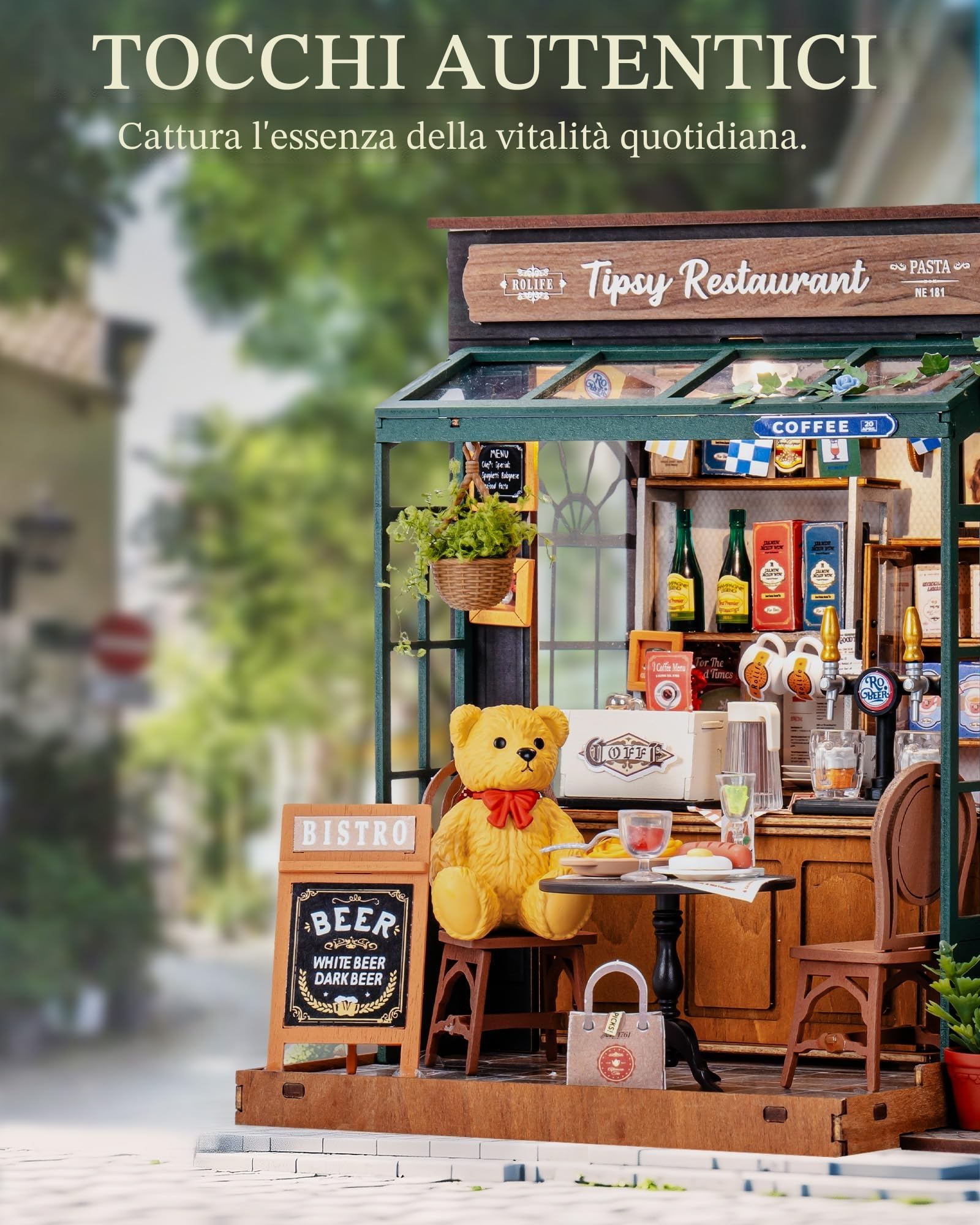 Rolife Kit di Modelli per Casa delle Bambole in Miniatura per Ristorante, Kit per Modellismo, Mini Casa, Scrivania, Libreria, Idea Regalo di Natale per Adulti Unisex