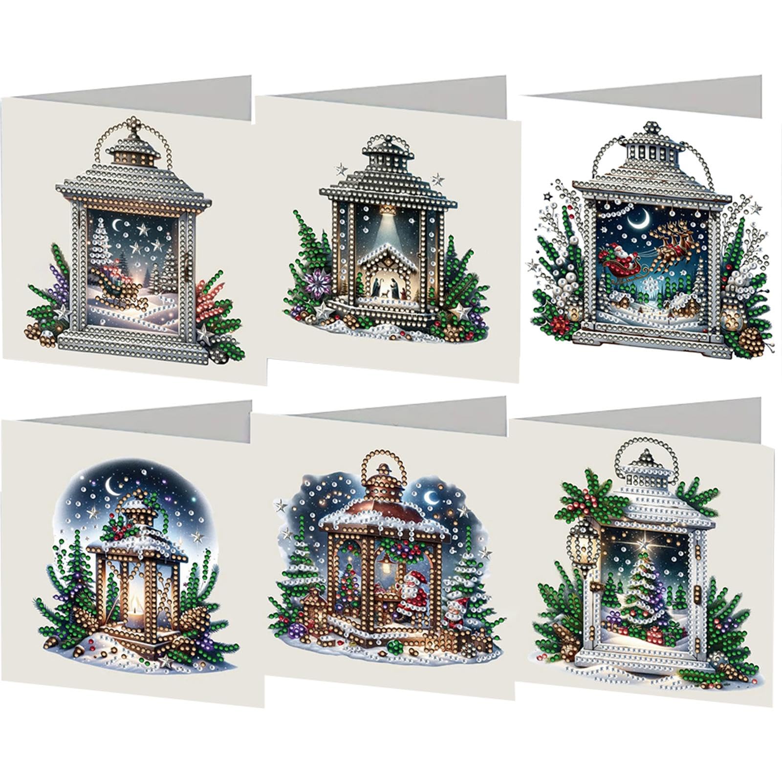 POETRYDRAW 6PCS DIY Diamond Art Greeting Cards Xmas Designs Diamond Art Handmade Cards