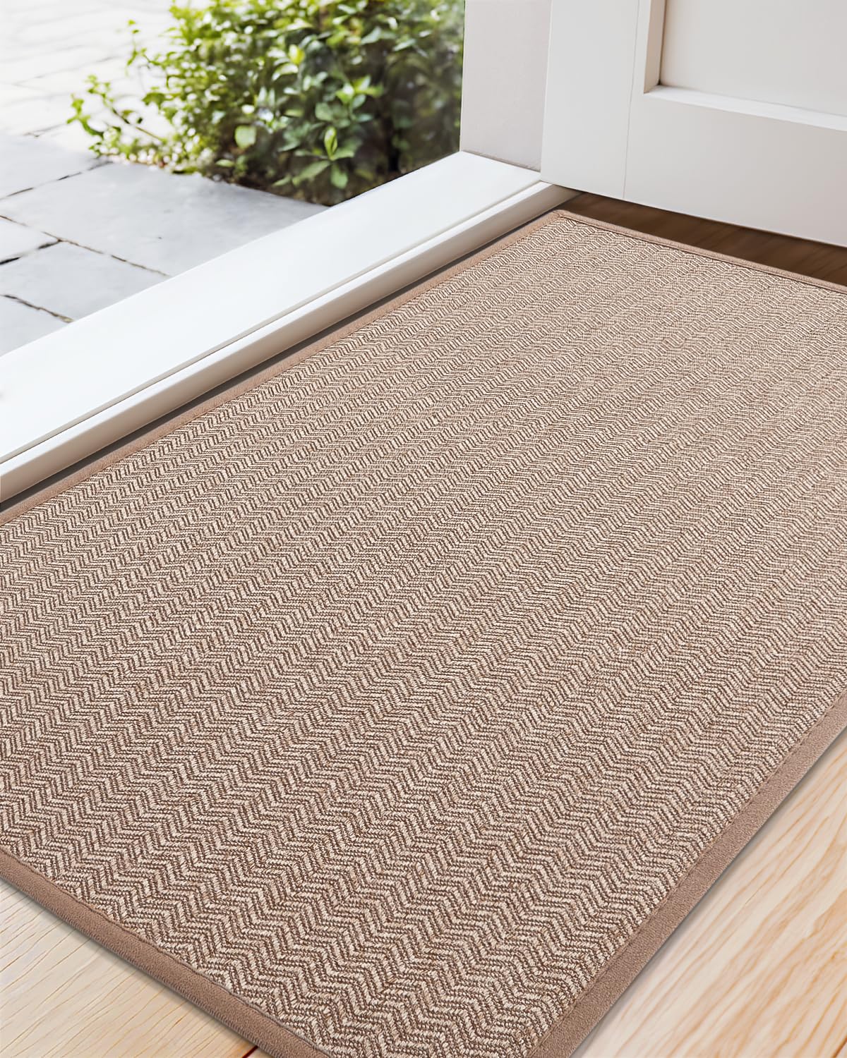 Color&Geometry Felpudo Entrada Casa 43.5 x 75 cm, Alfombra Entrada Casa Interior/Exterior Lavable Antideslizante, Tapete Entrada Absorbente Resistente a Las Manchas, Beige