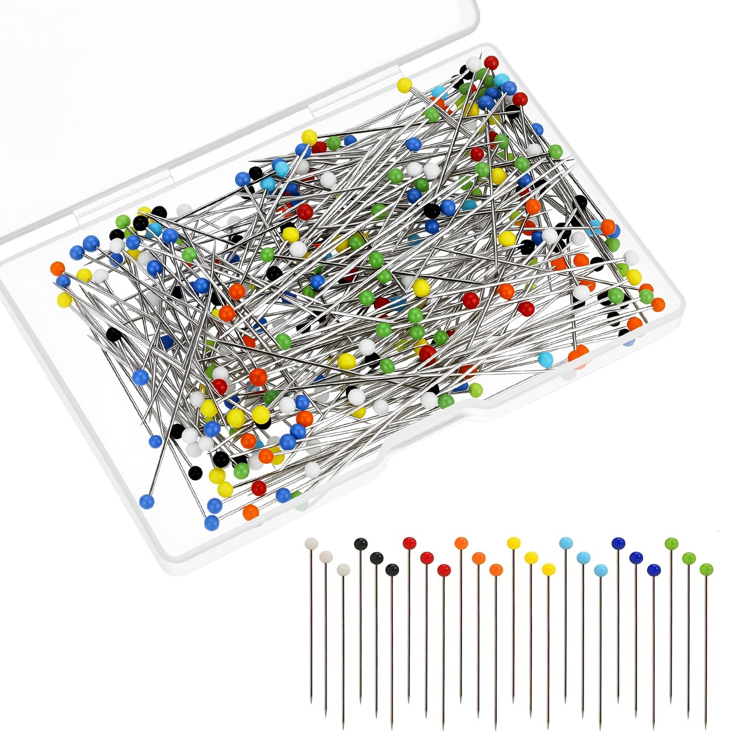 Sewing Pins Coloured Heads Dressmaking Pins Sewing 1.5 Inch Quilting Pins Dress Making Pin with Heads for Jewelry DIY Decoration Art Craft Sewing