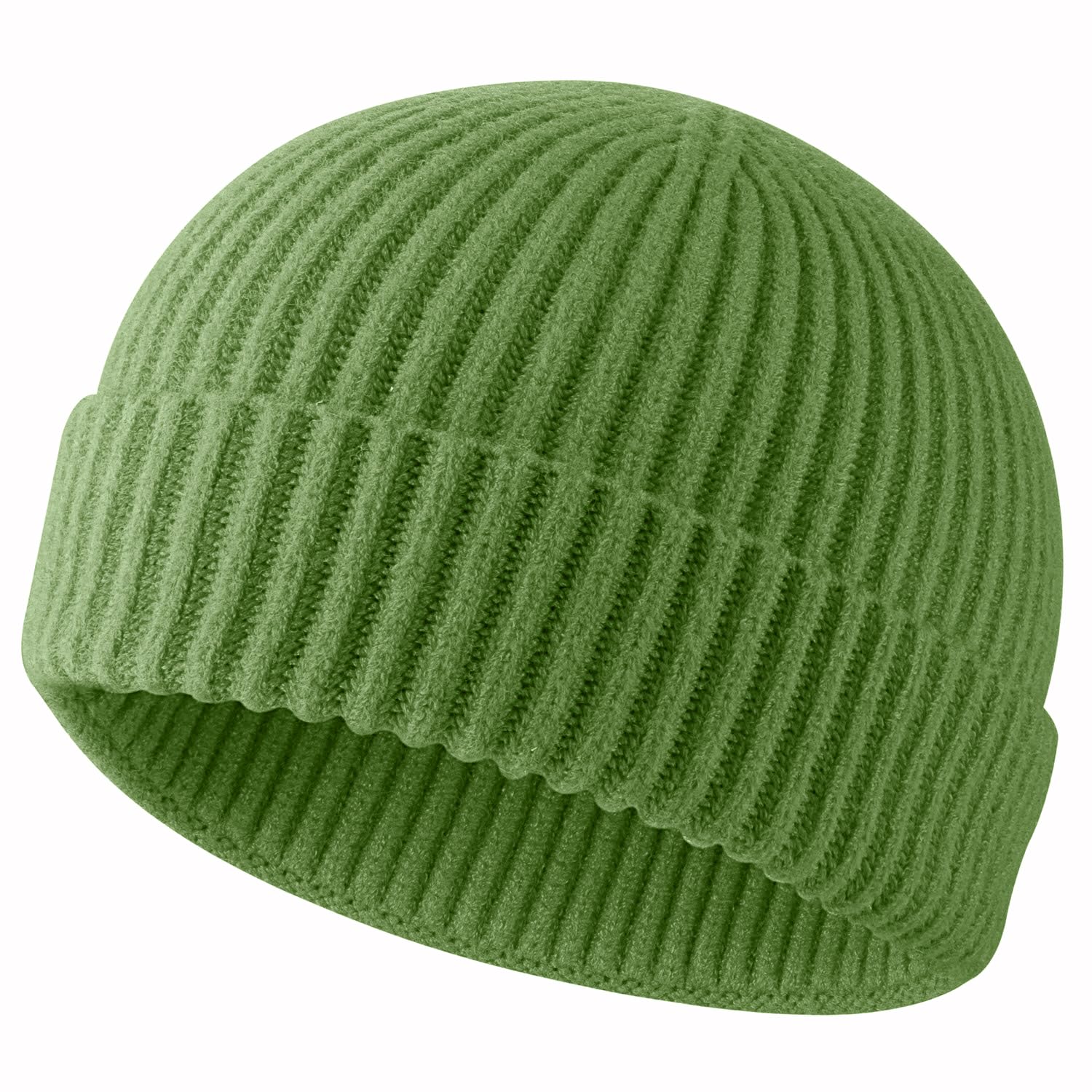ROYBENS Swag Wool Knit Cuff Short Fisherman Beanie for Men Women, Winter Warm Hats