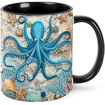 Octopus Coffee Mug 11 OZ Ceramics Tea Cup Women Men Gifts Office Home Microwaveable & Dishwasher Safe Christmas Birthday