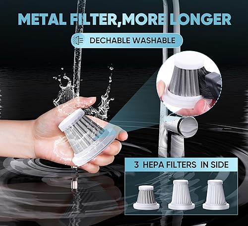 Miniatura 7 de Aspirador de coche portátil inalámbrico 15000PA motor sin escobillas  Aspiradora de mano recargable 5200mAh Mini aspiradora de coche con gran