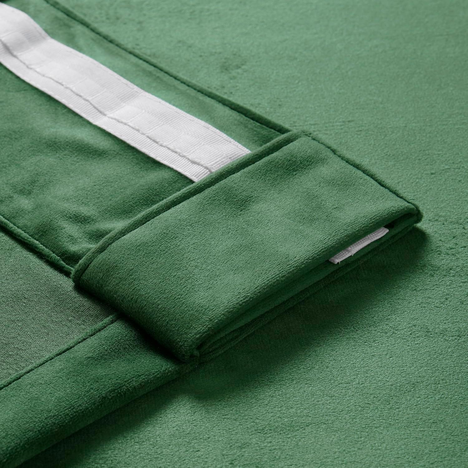 HPD Half Price Drapes Basic Deluxe Velvet Room Darkening Curtains with Rod Pocket - 2 Panels Set - Window Curtains for Living Room & Curtains for Bedroom, 50W X 96L, Green