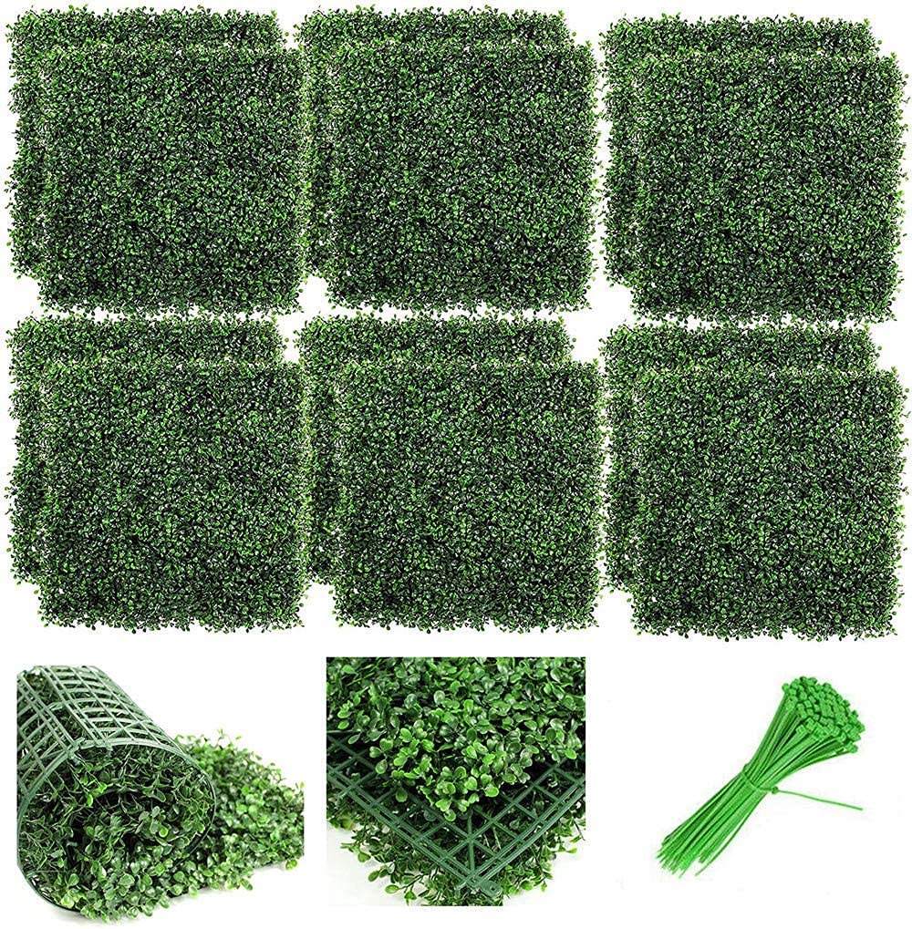 ODTORY Recinzione da parete di edera artificiale, 1,5 m x 3,5 m (50 mq), anti UV, pannelli in legno di bosso finto per sfondo verde, foglie di edera, siepi di vite, siepi