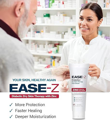 Miniatura 3 de EASE-Z Crema para pies diabéticos. Ingredientes clínicamente probados y zinc que alivian los pies y las manos secos, agrietados y callosos. Alivia