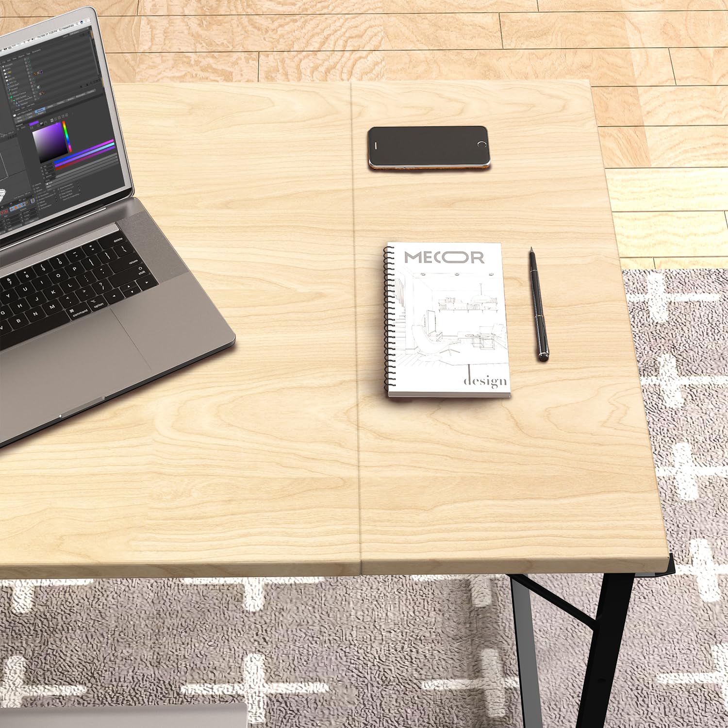 Devoko Scrivania per Computer 120 x 50 x 75 cm, Scrivania Piccola, Scrivania PC da Ufficio, Scrivania salvaspazio per Studio, Camera da Letto,Stile Industriale, Struttura in Metallo, Beige