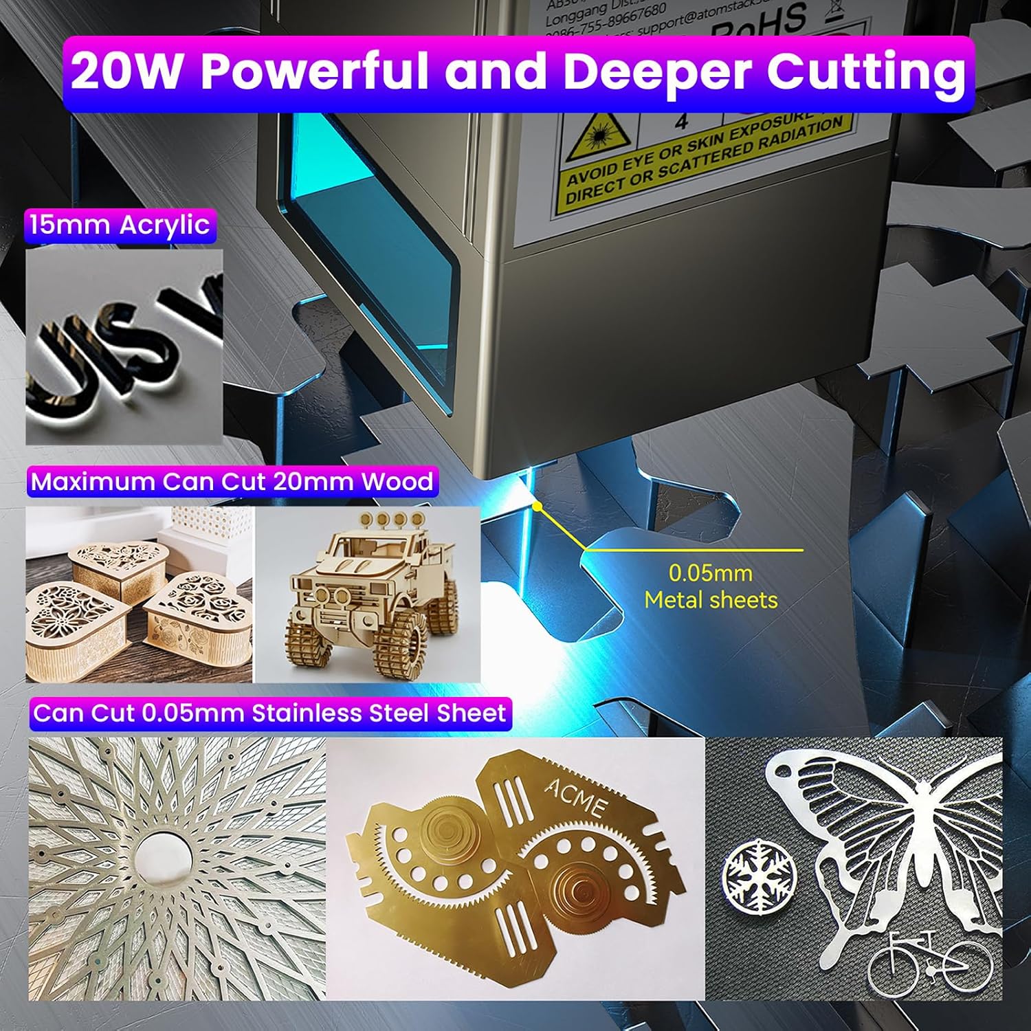 ATOMSTACK S20 Pro laser module with adjustable knob for focusing