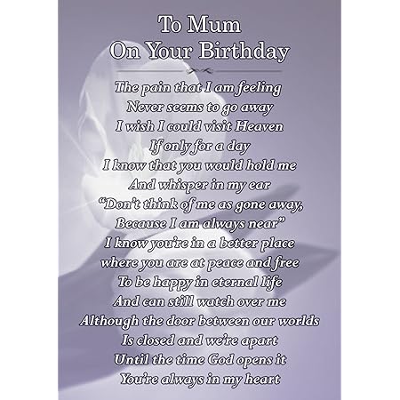 Happy Birthday Mum Graveside Poem Memorial Card & Ground Stake F66 - View #4