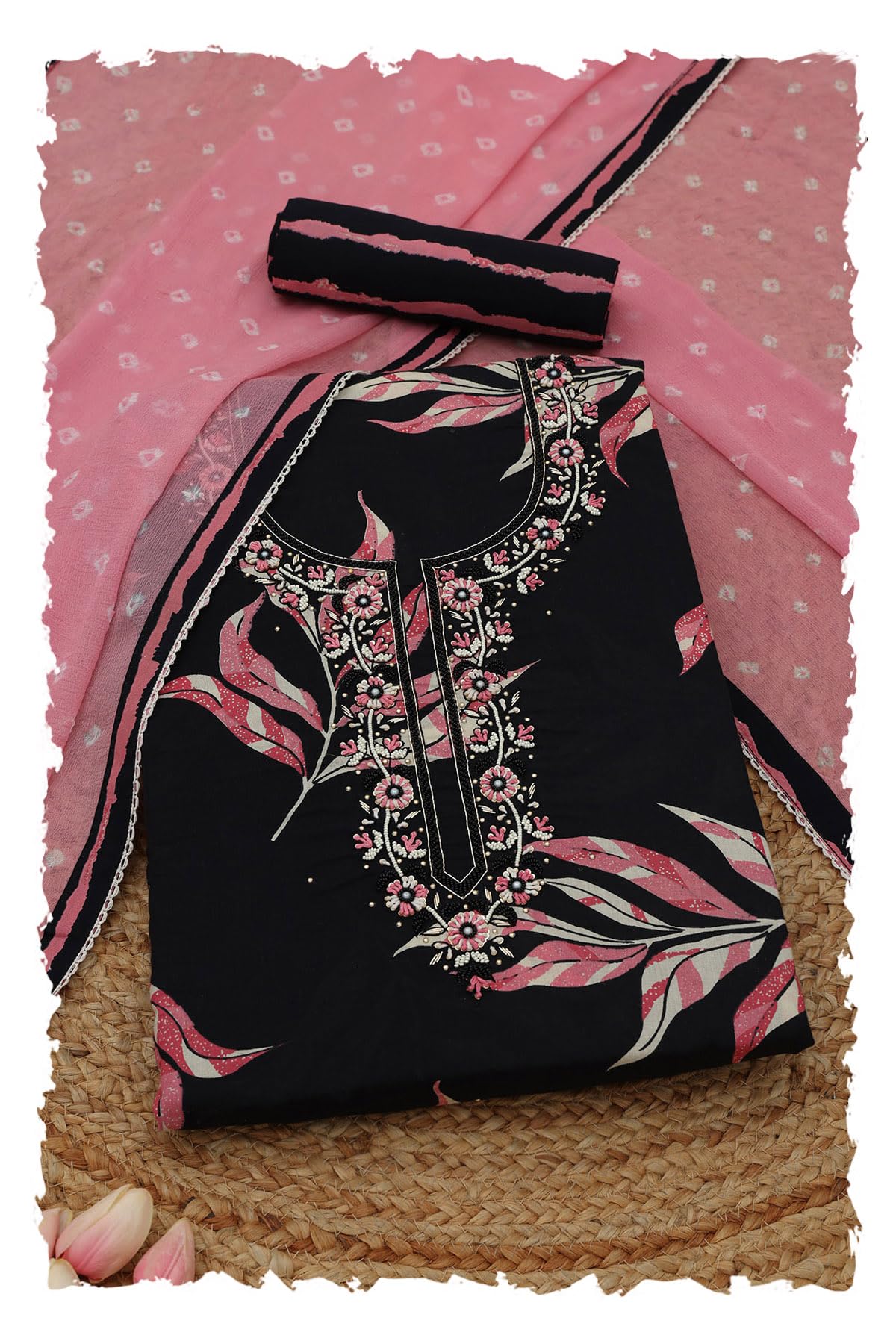Womens Cotton Floral Dress Material With Beads-image-37