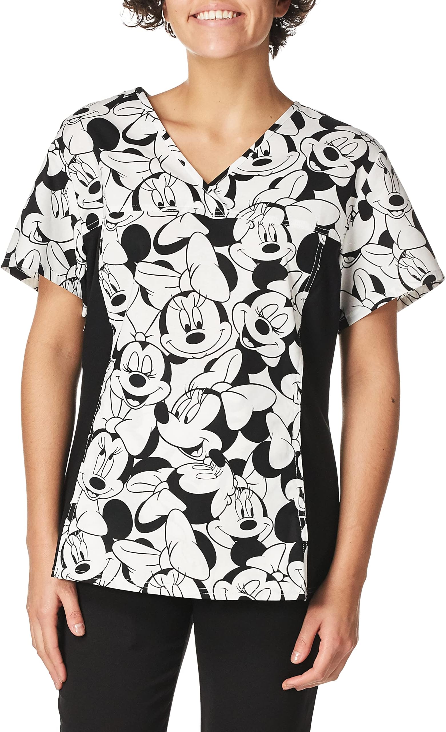 Cherokee Women's V-Neck Mickey Knit Panel Top