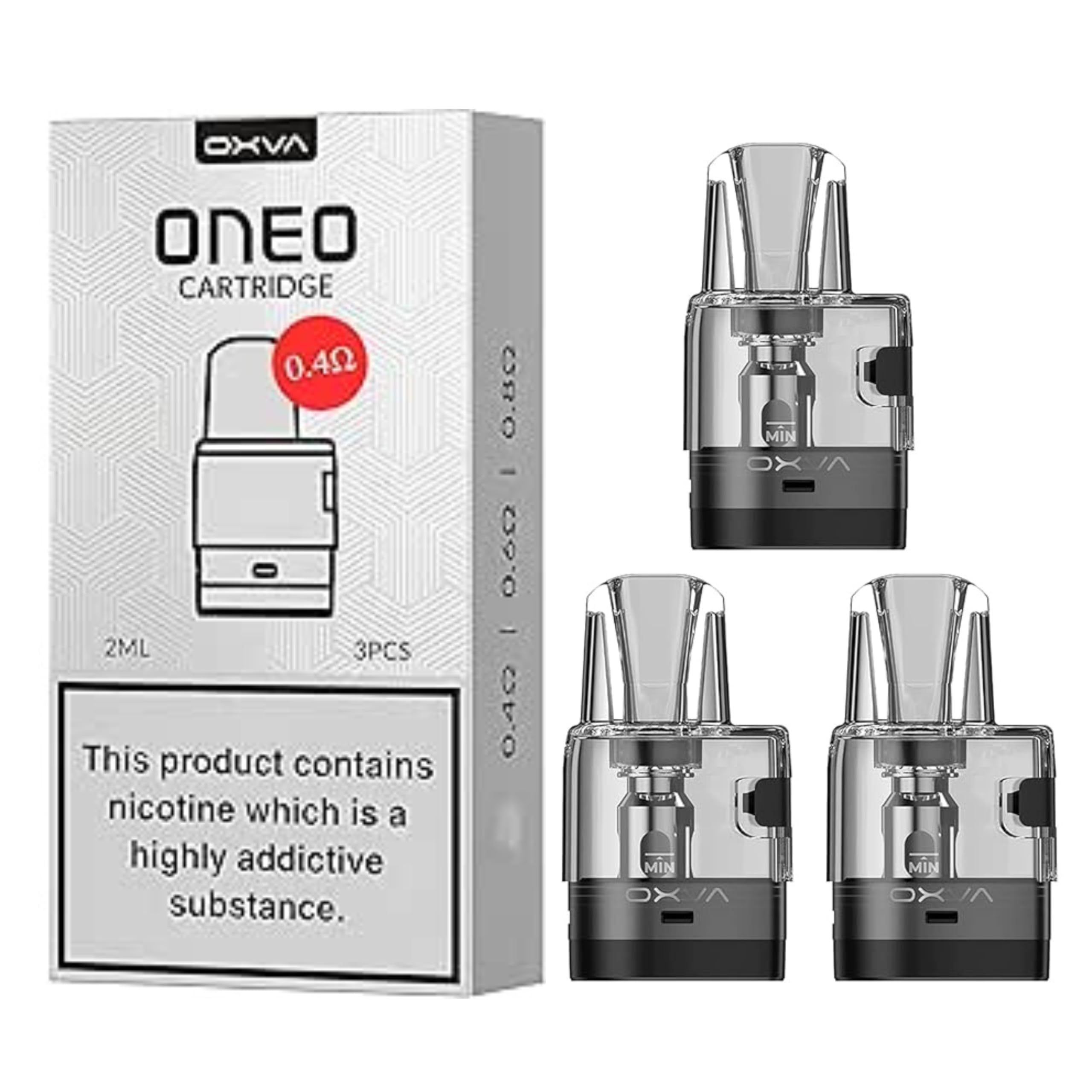 Genuine Oxva Oneo Pod - 3 Pack, Side Filling System, Pod Connection Magnetic, Pod Construction PCTG, 2ML Cartridge No Nicotine, (0.4 OHM)