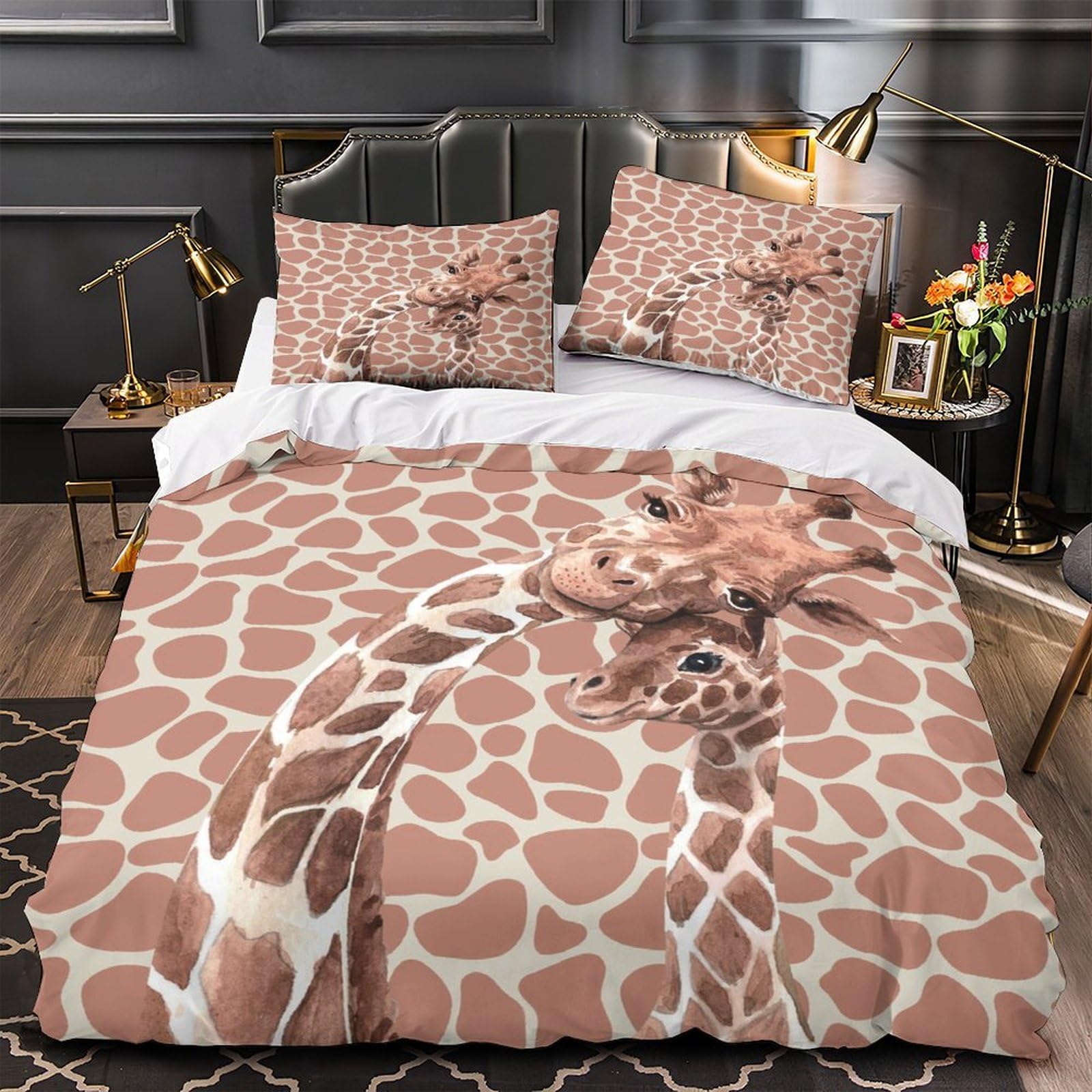 Housse de couette girafe hypoallergénique et respirante super douce 140x200 cm