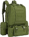 EZshoot Tactical Backpack 60L Military Army Rucksack Large Survival Molle Day Pack for Men Women, Detachable Outdoor Bag