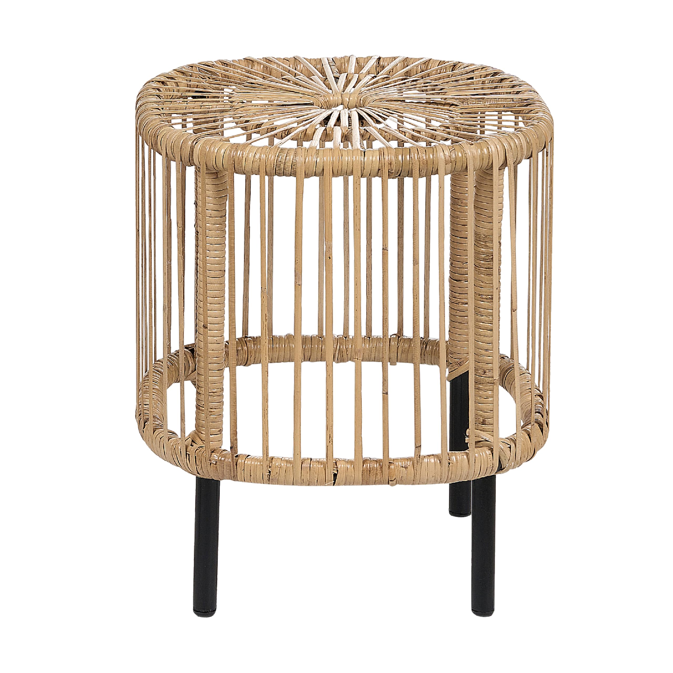 Zestaw dwóch stolików kawowych ogrodowych rattanowy metalowe żelazne nóżki boho naturalny Cesantica