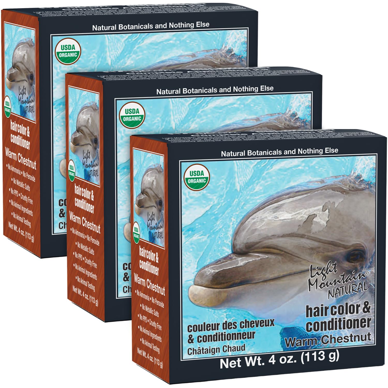 Henna Hair Color & Conditioner - Warm Chestnut Hair Dye for Men/Women, Organic Henna Leaf Powder and Botanicals, Chemical-Free, Semi-Permanent Hair Color, 4 Oz (Pack of 3)