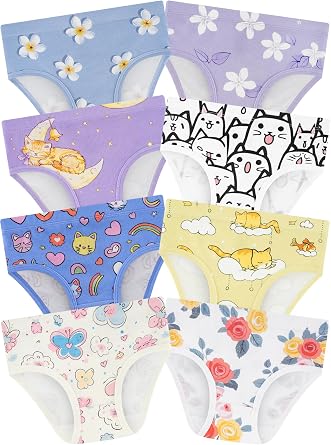 Girls Underwear,Soft Cotton Tagless Panties for Toddlers & Little Kids Comfort,Breathable Briefs,8-Pack
