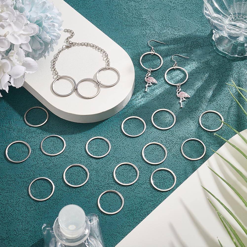 UNICRAFTALE 25mm 80pcs 304 Stainless Steel Linking Rings Circle Frames Connectors O Pattern Ring Jewelry Links for Bracelet Necklace Jewelry Making, 22mm Inner Diameter