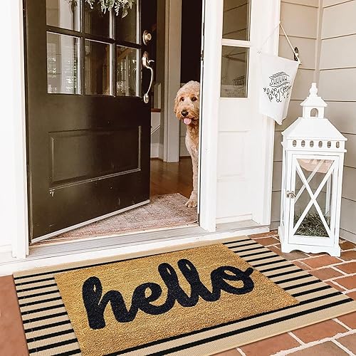 Vista 71 de KILOCOCO Alfombra de rayas beige de 2.3 x 3.6 pies para interiores y exteriores, alfombra tejida a mano de algodón lavable a rayas para puerta Rayas