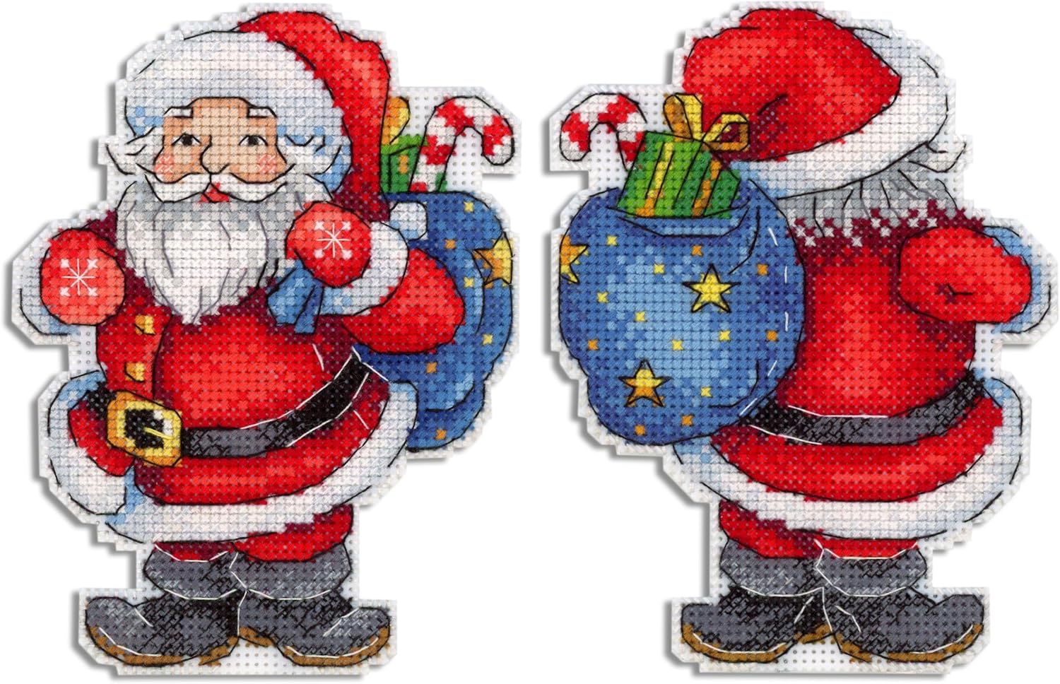 MP Studia Happy Santa Claus Plastic Canvas - Christmas Counted Cross-Stitch kit on The with 1 Double Sided Item. SR-584, multicolored