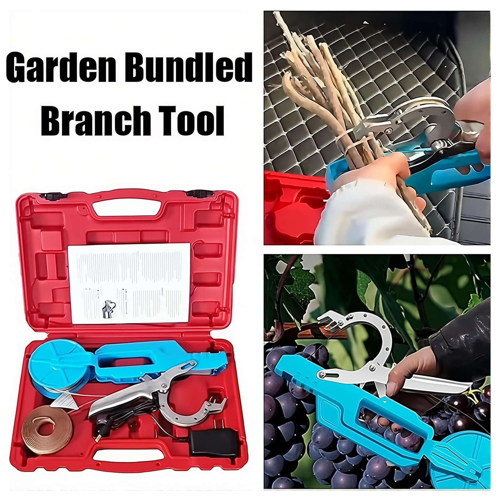 Generico Legatrice Elettrica per Piante, Strumento per Legare Vigneto e Giardino, Include 2 Rotoli di Filo di Legatura, Diametro di Rilegatura 50 mm, Ideale per UVA e Pomodori