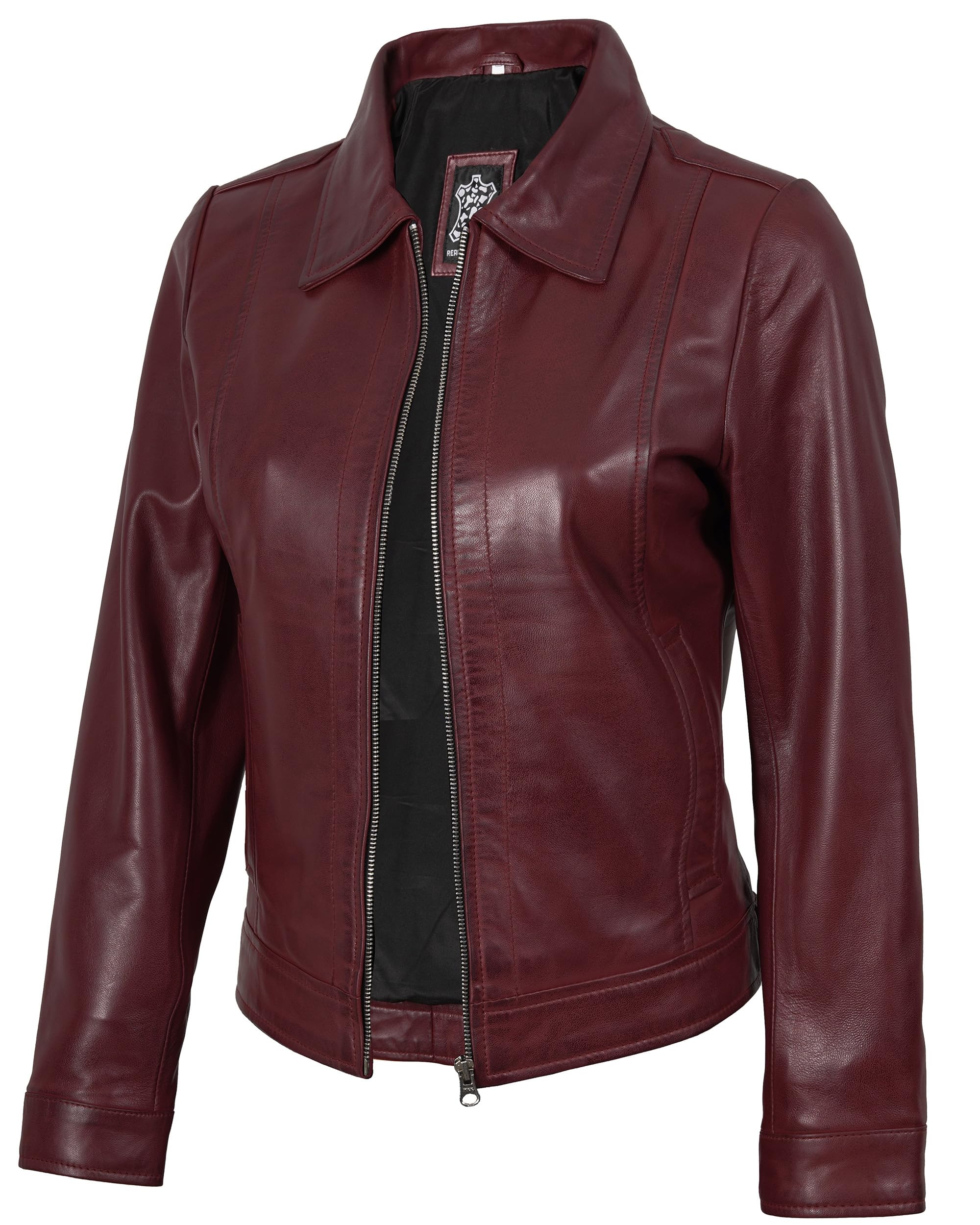 Decrum Women's Real Lambskin Leather Vintage Style Jacket for Women
