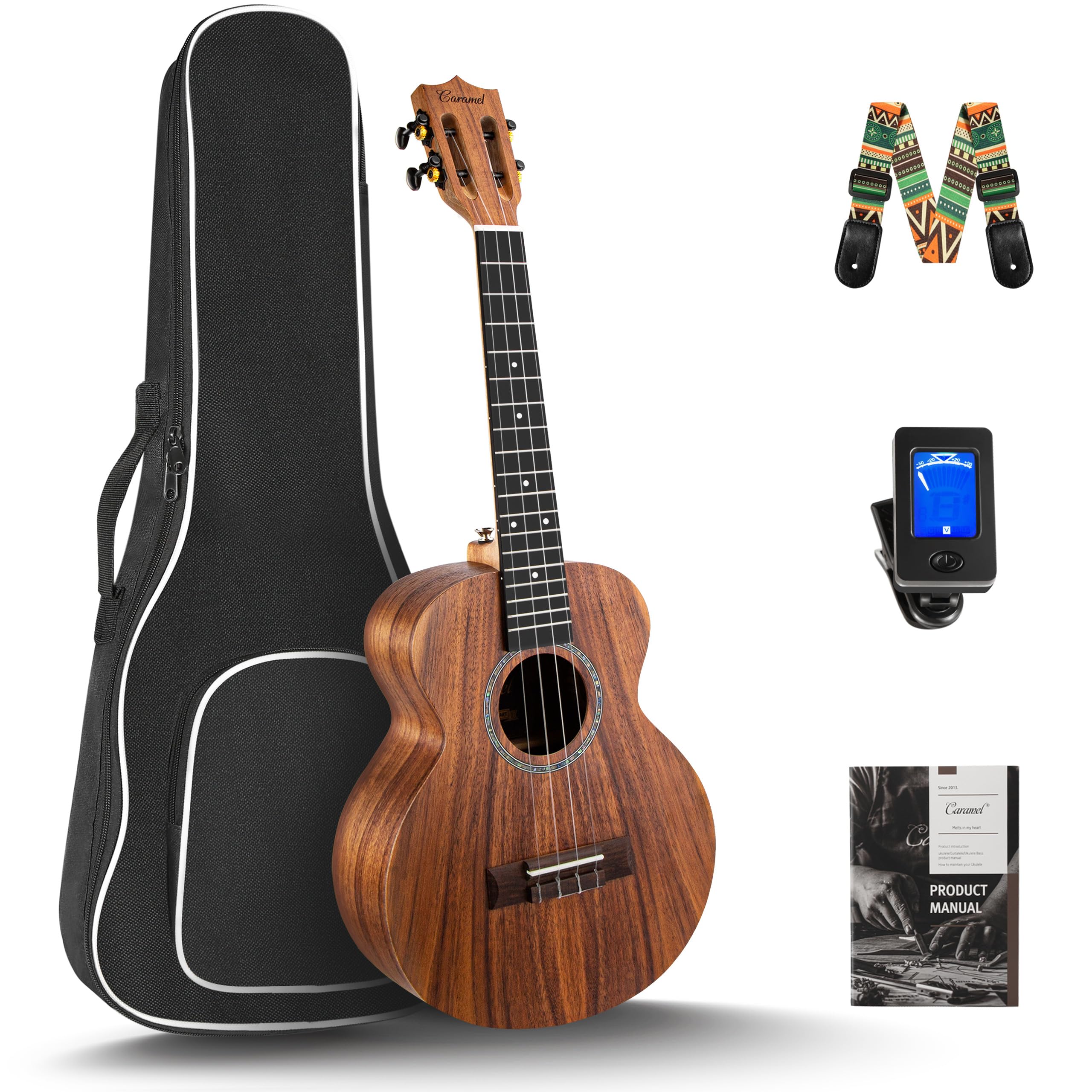 Amazon.com: Caramel Concert Ukulele, CC207-23 inch KOA Acacia Wood