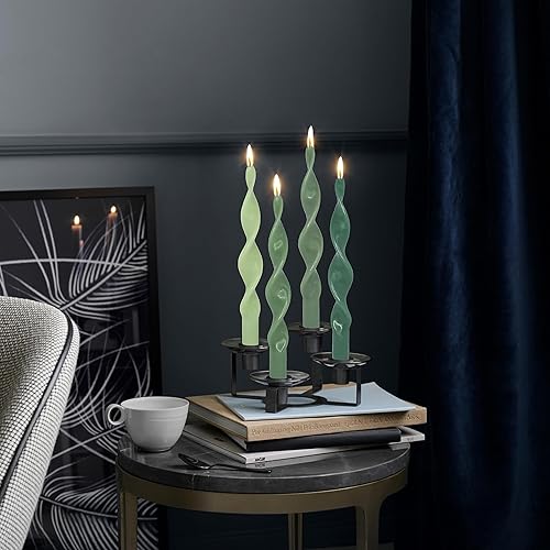 Miniatura 136 de Vela cónica en espiral torcida de 10 pulgadas, velas de colores sin perfume, velas altas sin humo para el hogar, vacaciones, boda, fiesta