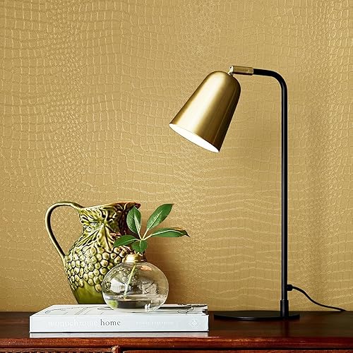 Simon&Siff Papel tapiz con textura de cocodrilo dorado de cocodrilo, 17.3 x 39.3 pies, no tejido en relieve 3D, papel tapiz no pegado para