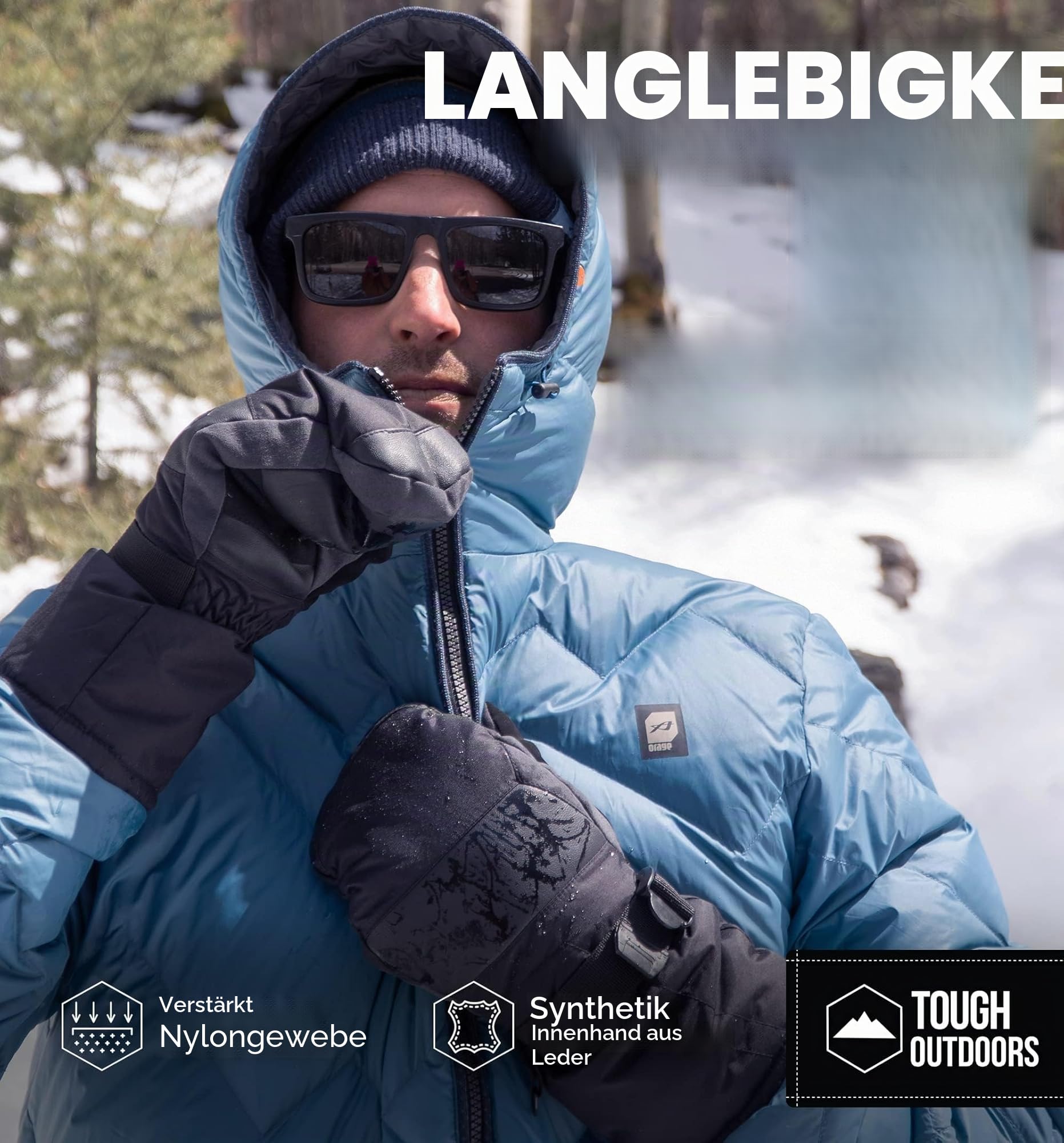 Tough Outdoors Ski-Fäustlinge für Erwachsene, wasserdichte Winterhandschuhe für Herren und Damen, Thermo-Fleece-Futter für kaltes Wetter