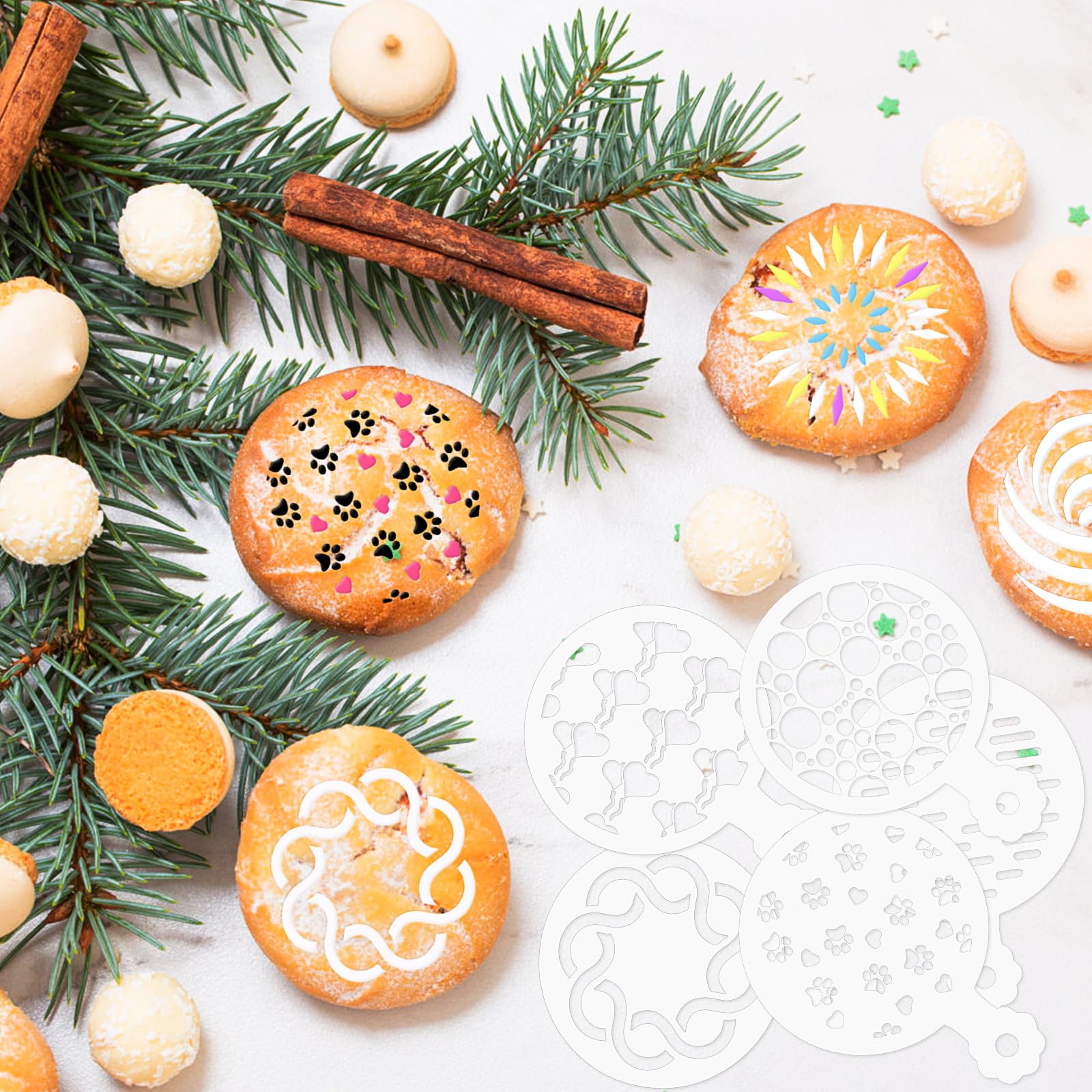 36 Pochoirs Café Géométriques SRIZIAN - Décoration Latte Art Réutilisables Pour Pâtisserie