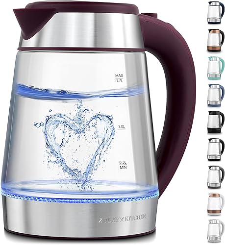 Zulay Kitchen Hervidor de agua eléctrico de ebullición rápida, 1.7 L, 1500 W, apagado automático para protección contra sobreebullición y ebullición