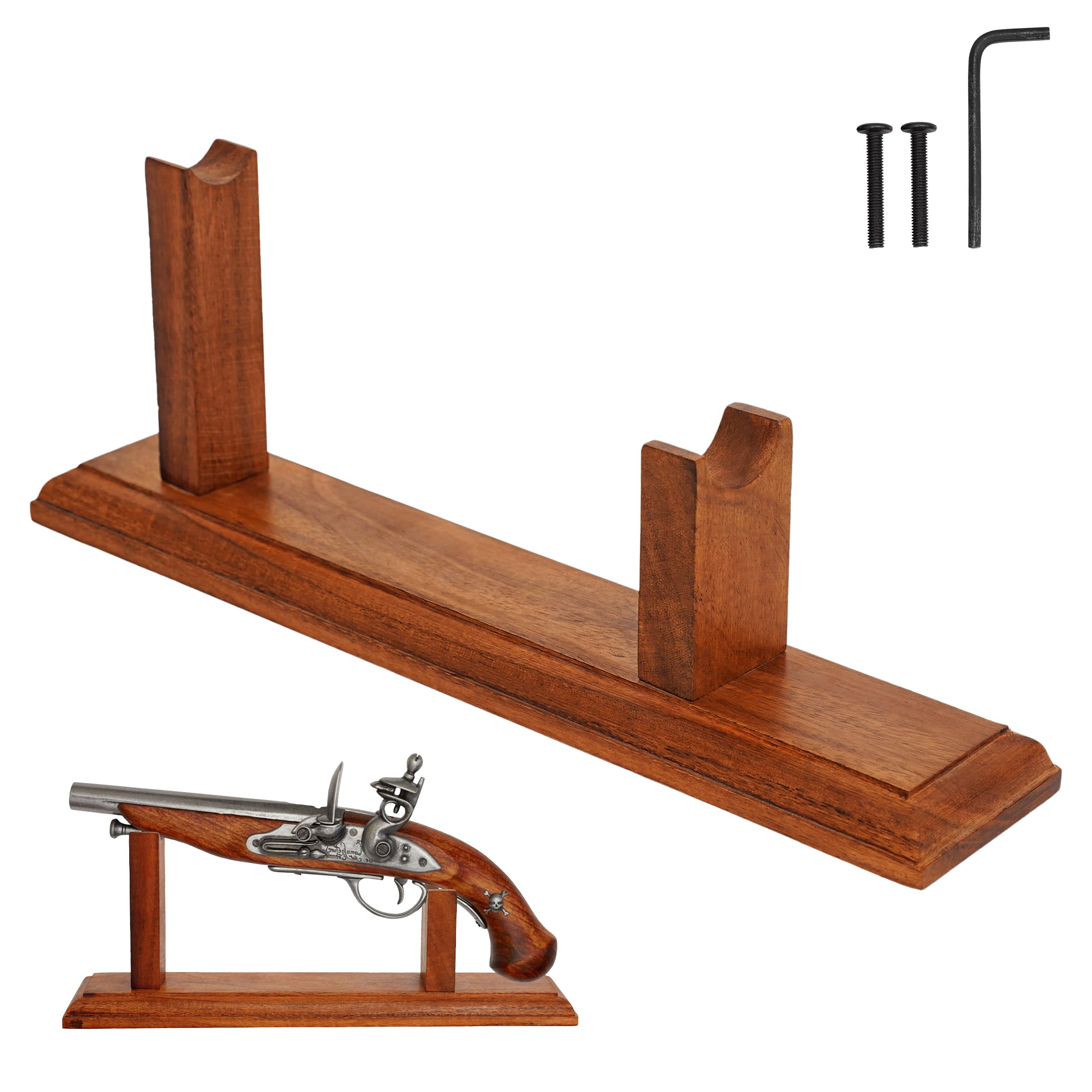 Mythrojan Solid Hardwood Gun Pistol Display Stand Sturdy Wooden Pistol Holder for your Pirate Pistols 12.8" X 2.5" X 4.8"