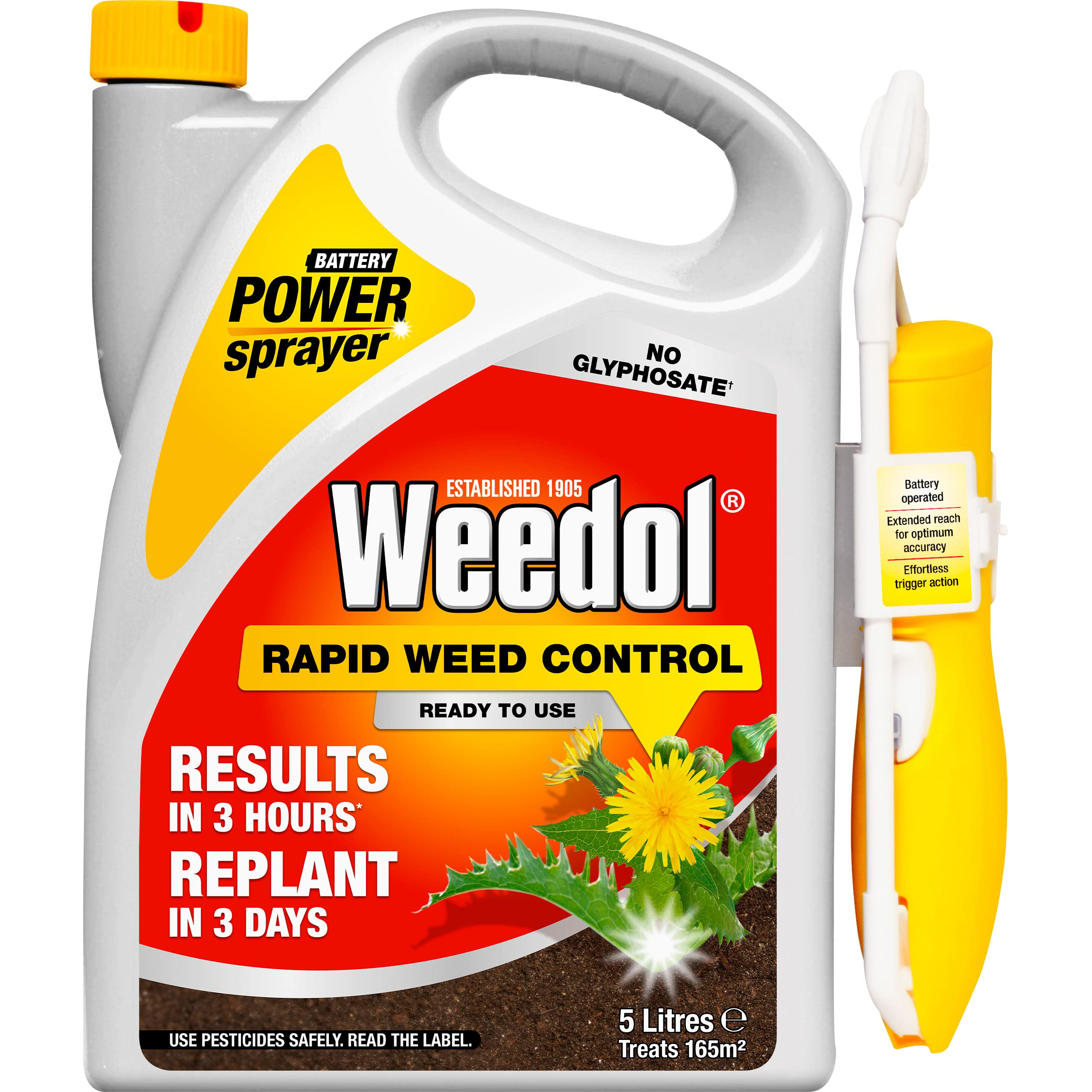 Weedol Rapid Weedkiller with Power Sprayer, Ready To Use, 5L