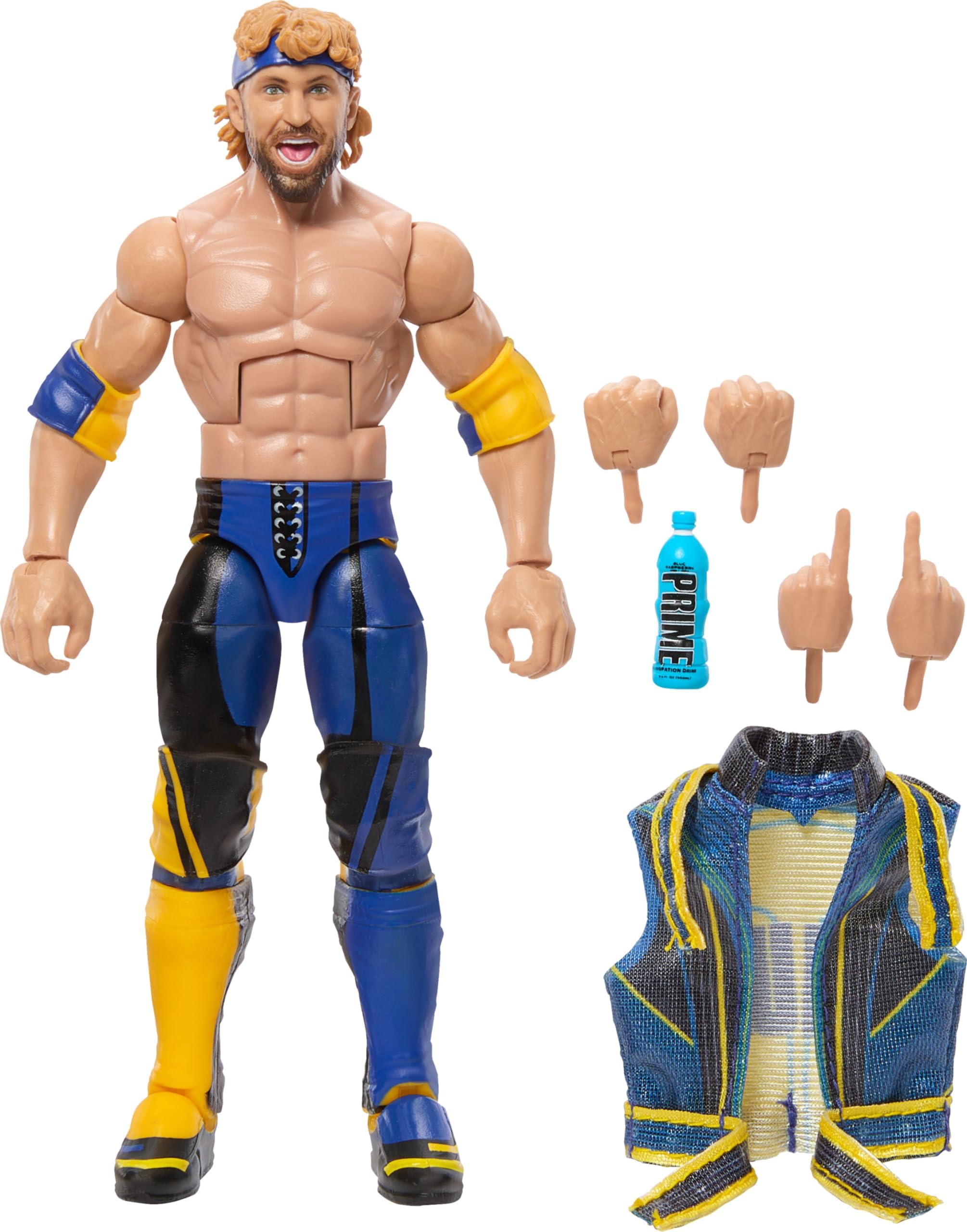 WWE Elite Collection Top Picks Action Figure & Accessories Set, Logan Paul 6-inch Collectible with Swappable Hands, Ring Gear & 25 Articulation Points