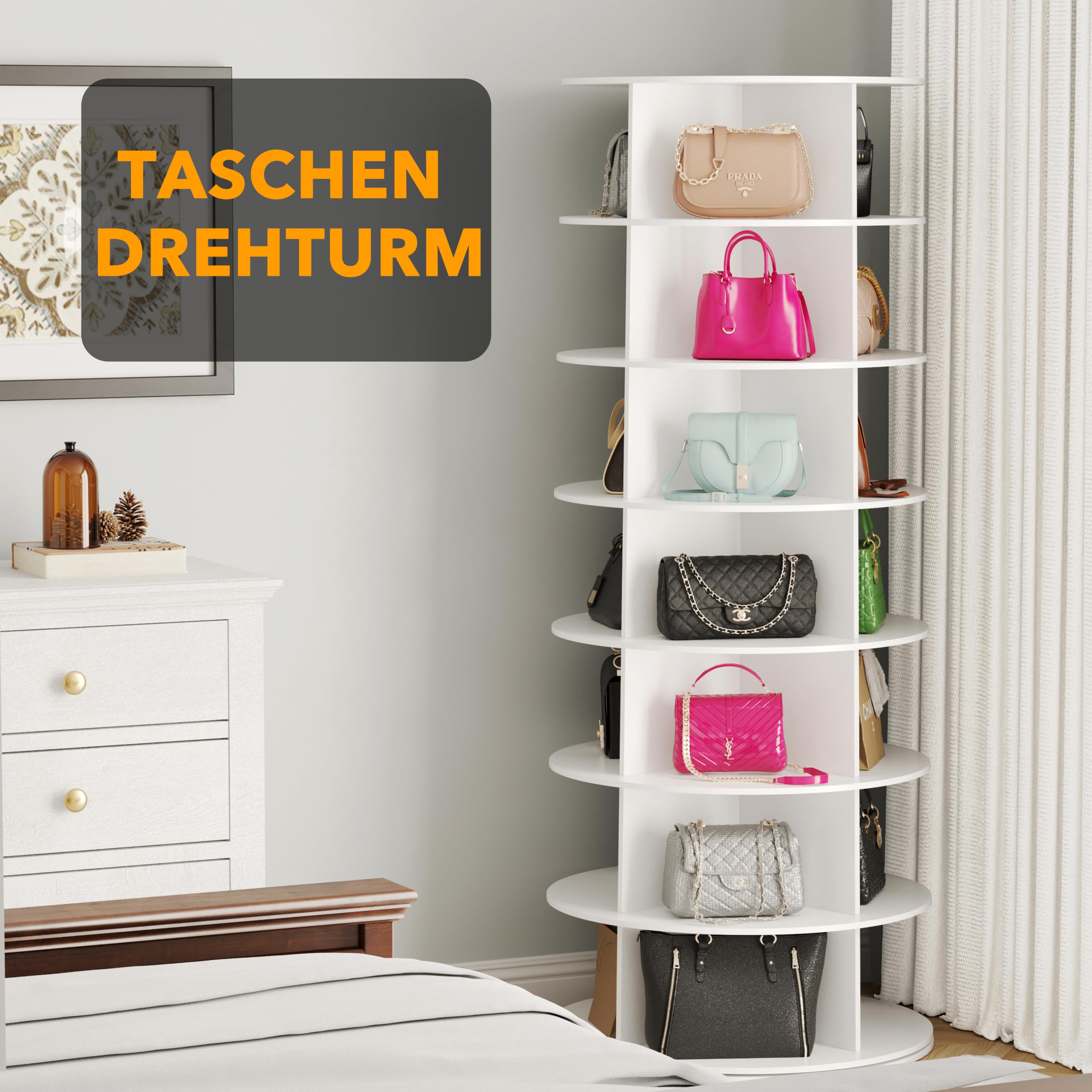 SpaceAid 7 Tier Rotating Shoe Rack Tower, Spinning Shoe Display