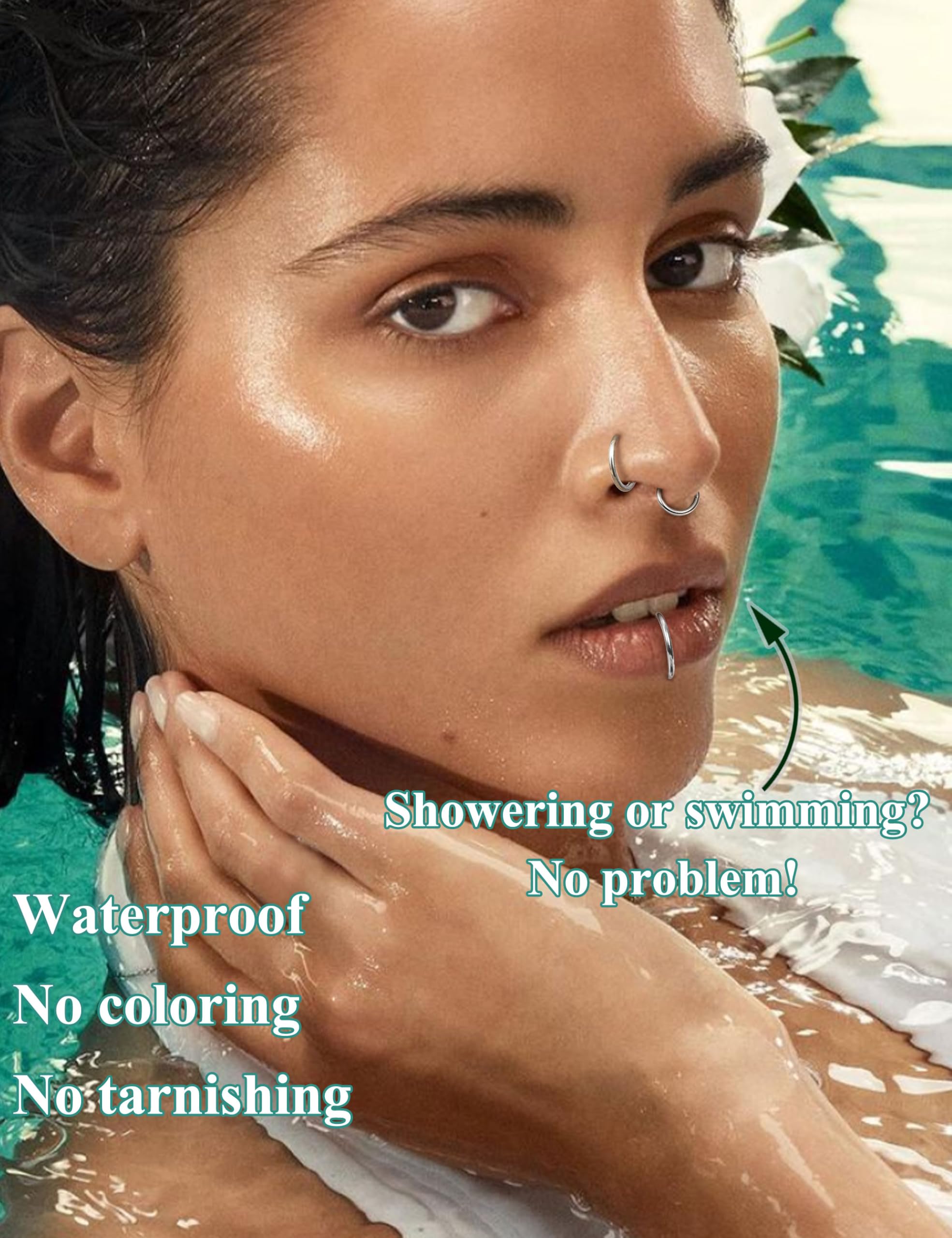 YADOCA 5 Piezas G23 Titanio Piercing Nariz Helix Piercing Hipoalergénico 20G/18G/16G Piercing Nariz Pendientes Conch Septum Tragus Piercings Oreja para Mujeres Hombres 6-10 mm