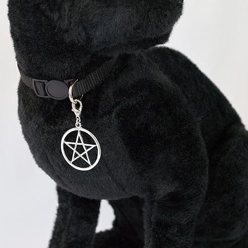 Miniatura 6 de Collar de gato negro con pentáculo pagano Wiccan acabado plateado en seguridad Breakaway Collar ajustable tamaño de cuello 8 a 12 pulgadas