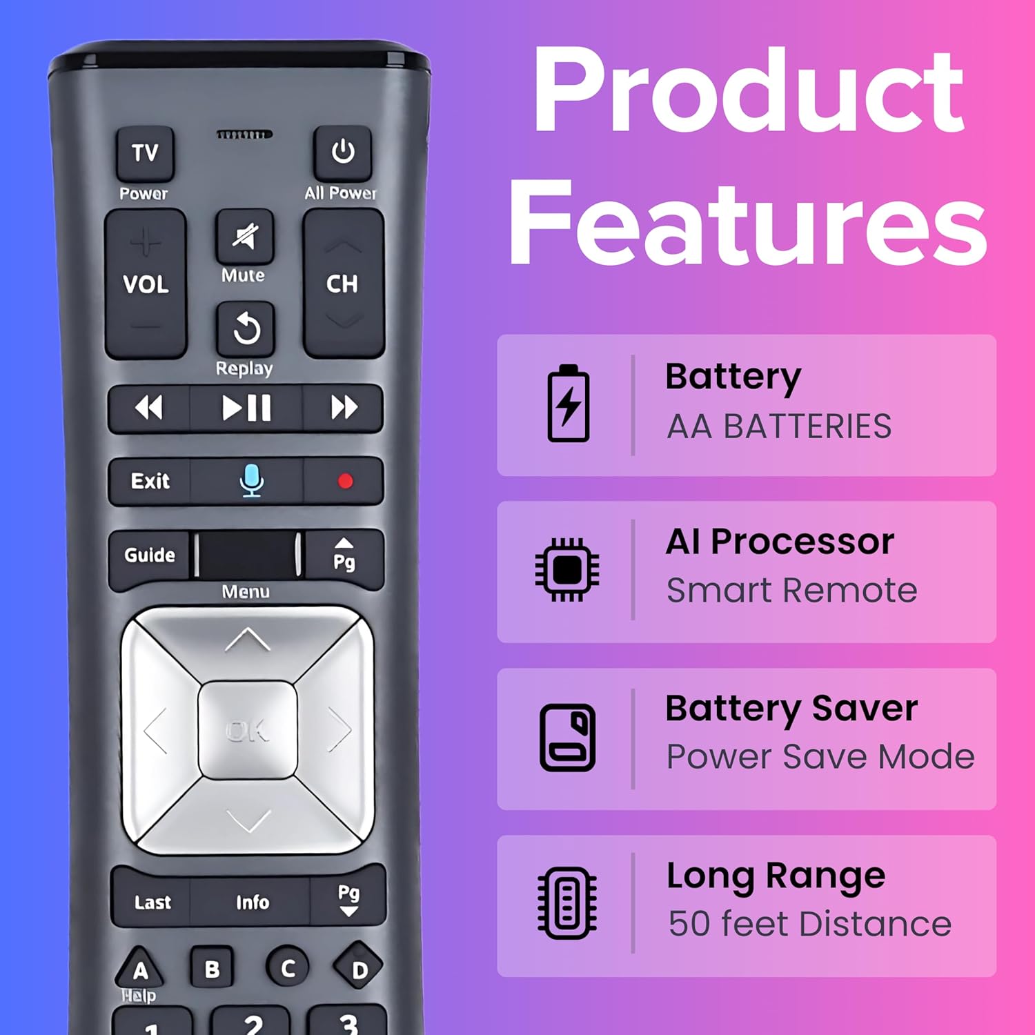 XR11 Xfinity Remote Control Replacement – Universal IR/RF Remote for Cox & Comcast, Easy Pairing, Voice Search, Backlit Keys, Compatible with X1, XG1, Xi3 Cable Boxes/DVR Receivers, 1 Pack