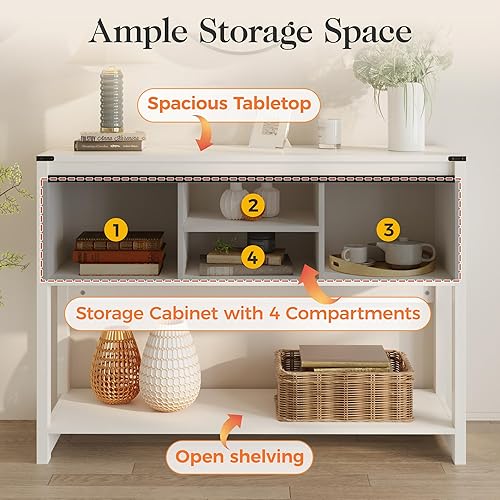 Miniatura 5 de RoyalCraft Console Table with Storage Shelf & Sliding Barn Door, Farmhouse Entryway Table with Storage, 46" Narrow Long Sofa Table, Console Tables