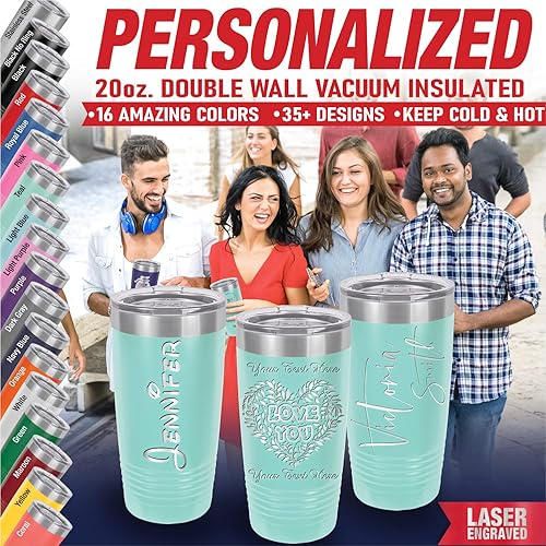 Miniatura 7 de iProductsUS - Vaso personalizado para mujer, taza de acero inoxidable aislada personalizada de 20 onzas con grabado tu nombre y diseños, taza de